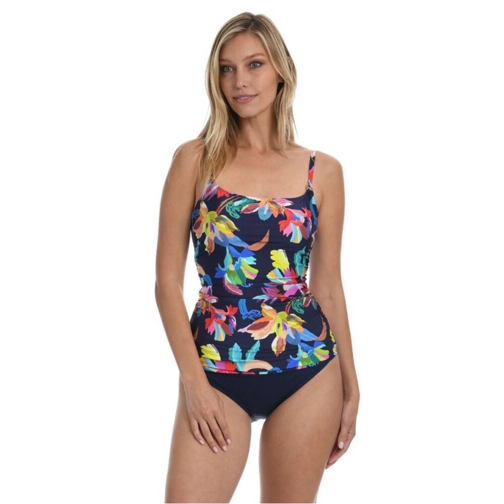 NWT La Blanca By The Sea Adjustable Strap Underwire Tankini TOP ONLY - Size 10